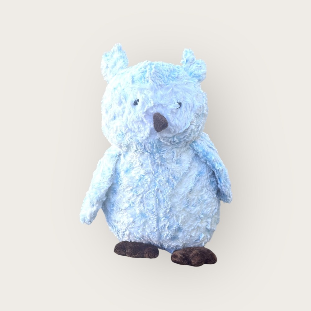 Minky by Margios Blue White Owl Plush Stuffed Animal Toy 17" Soft Cuddly